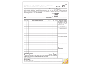 8-1/2" X 11" Carbonless Snap Set Bill Of Lading, 4 Part