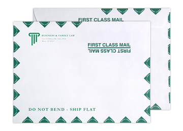 9" x 12" Booklet Mailing Envelope || Custom Envelopes || Green First Class Border