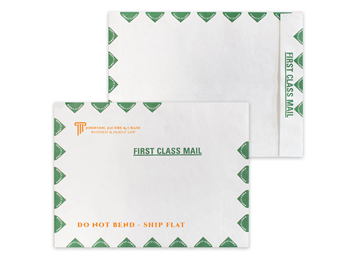 Tyvek® Envelope 9" x 12" Catalog || Custom Envelopes || Green First Class Border, Zip Stick®, 1 PMS Color Imprint