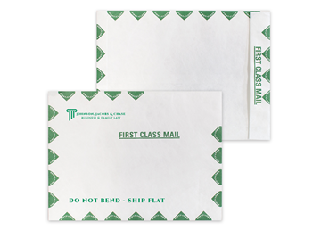 Tyvek® Envelope 9" x 12" Catalog || Custom Envelopes || Green First Class Border, Zip Stick®, 1 Standard Color Imprint