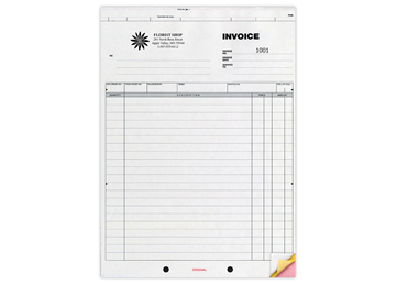 8-1/2" X 11" Carbonless Snap Set Invoice, 3 Part