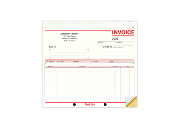 8-1/2" X 7" Carbonless Snap Set Invoice, 2 Part