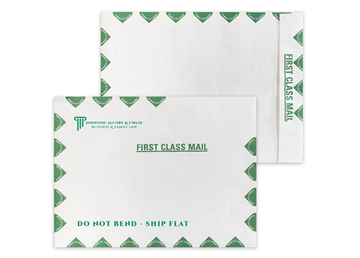 Tyvek® Envelope 10" x 13" Catalog || Custom Envelopes || Green First Class Border, Zip Stick®, 1 Standard Color