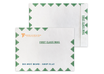 Tyvek® Envelope 10" x 13" Catalog || Custom Envelopes || Green First Class Border, Zip Stick®, 2 PMS Colors