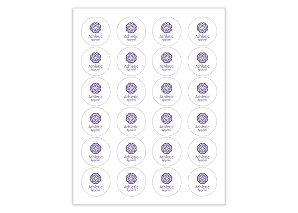 1 2/3" Diameter Circle 1 Color - 24/sheet Label