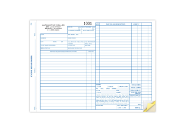 11" X 8-1/2" Carbonless Snap Set Garage Repair Order, 3 Part