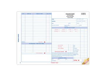 11" X 8-1/2" Carbonless Snap Set Garage Repair Order, 4 Part