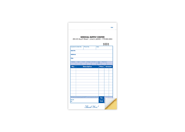 4-1/4" X 7" Carbonless Sales Book, 2 Part