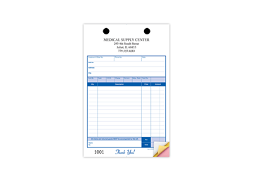 5-1/2" X 8-1/2" Carbonless Continuous Register Form, 3 Part