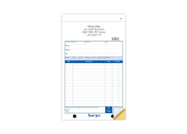 5-1/2" X 8-1/2" Carbonless Sales Book, 2 Part