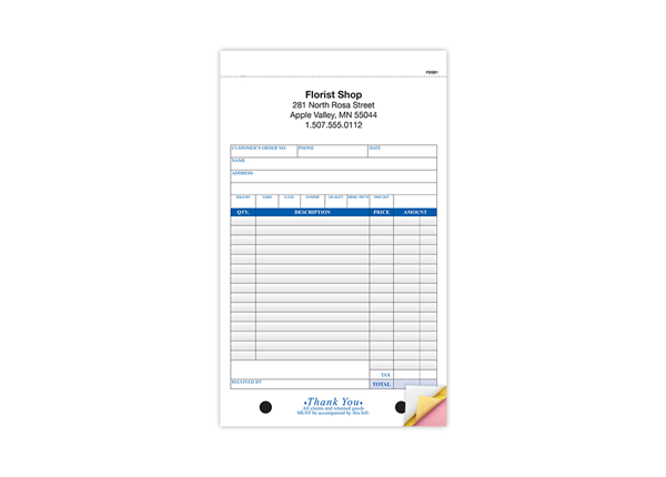 5-1/2" X 8-1/2" Carbonless Sales Book, 3 Part