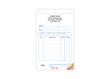 5-1/2" X 8-1/2" Carbonless Sales Book, 3 Part