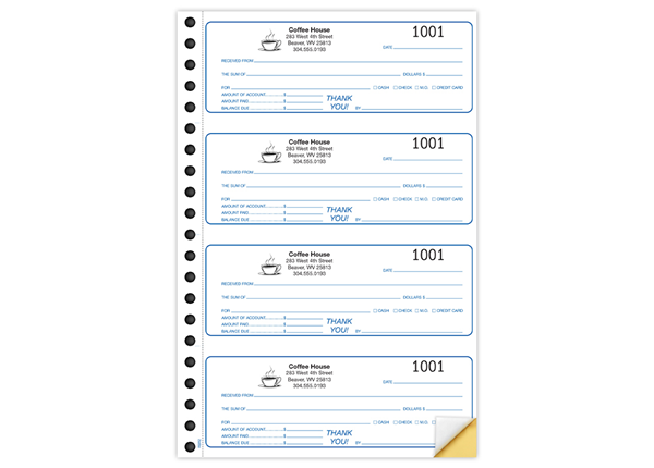 6-7/8" X 2-3/4" Spiral Bound Carbonless Receipt Book, 2 Part