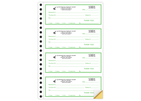 6-7/8" X 2-3/4" Spiral Bound Carbonless Receipt Book, 2 Part