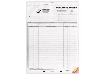 8-1/2" X 11" Carbonless Snap Set Purchase Order, 3 Part