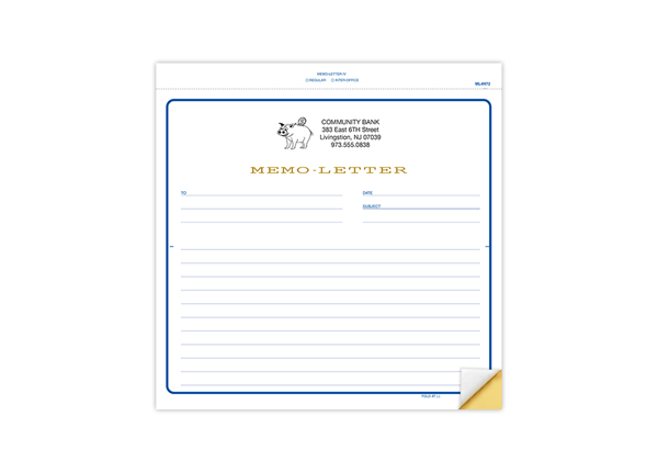 8-1/2" X 8-7/8" Carbonless Snap Set Memo Letter, 2 Part