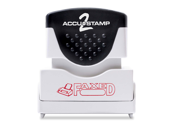 Accu-Stamp2® "Faxed" Pre-Inked Stamp with Shutter || Message Stamps || 1 5/8" x 1/2" Impression, Red Ink