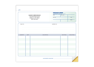 Custom Purchase Order Forms, Carbonless Business Forms, Ruled, 8-1/2” x 7”, 2-Part with Easy Tear-Out Pages