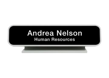 Engraved Designer Desk Sign with Holder || Custom Indoor Signs || Horizontal, 10" x 2"