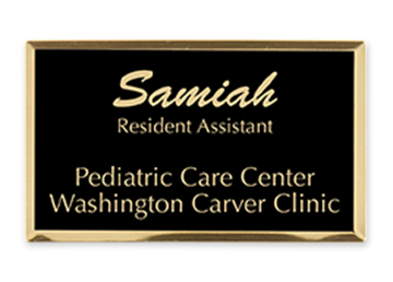 Engraved Metallic Name Badge || Custom Badges || Black, 3 1/2" x 2"