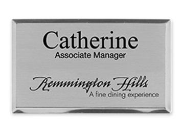 Engraved Metallic Name Badge || Custom Badges || Silver, 3 1/2" x 2"