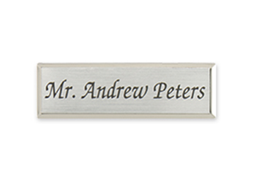 Engraved Metallic Name Badge || Custom Badges || Silver, 3" x 1"