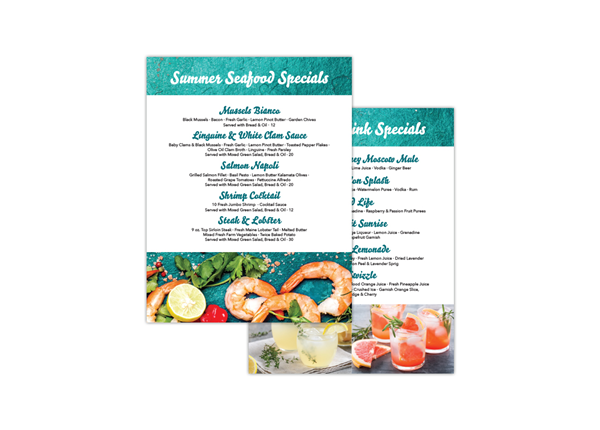 Sheet Menu || Custom Menus || 8.5" x 11"