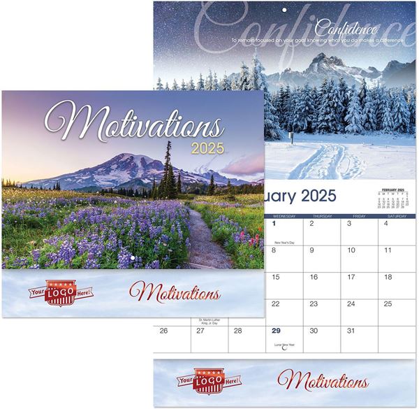 Motivations Wall Calendar || Custom Calendars and Planners || Stapled, Metallic Foil