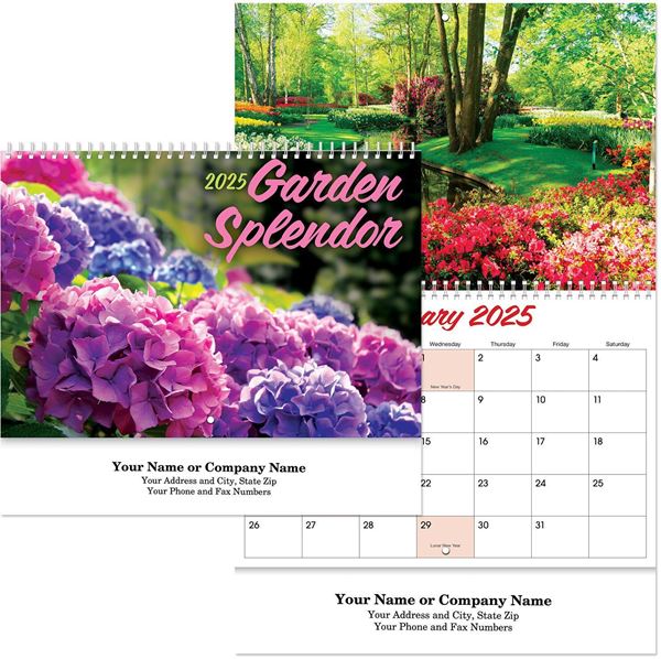 Garden Splendor Wall Calendar || Custom Calendars and Planners || Spiral, Screen Printed