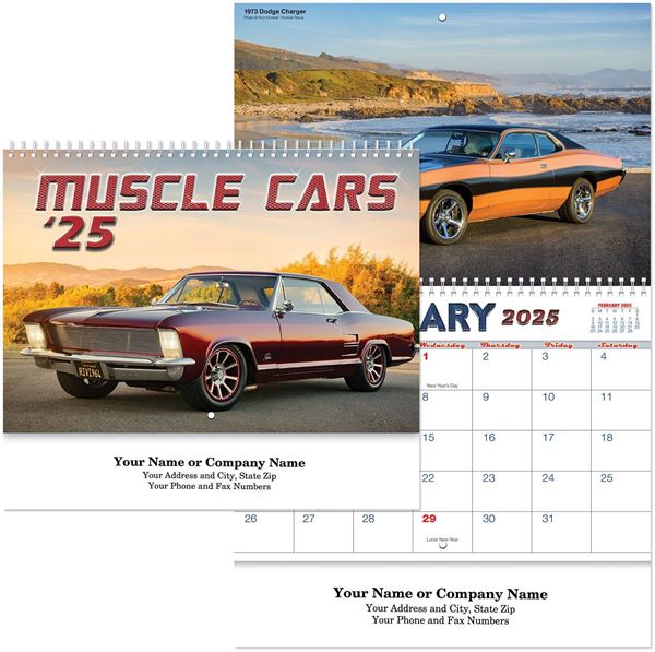 Muscle Cars Wall Calendar || Custom Calendars and Planners || Spiral, Screen Printed