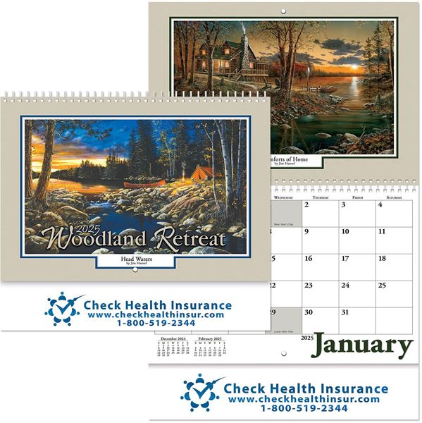 WOODLAND RETREAT SPIRAL WALL CALENDAR FOIL IMPRINT