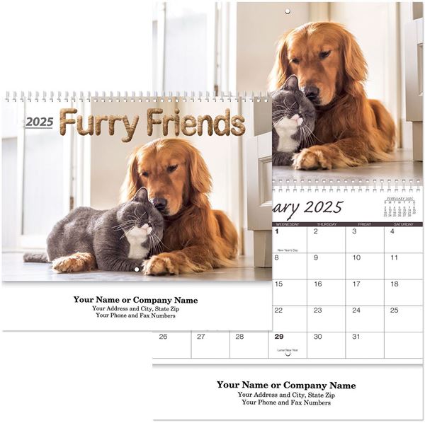 Furry Friends Wall Calendar || Custom Calendars and Planners || Spiral, Screen Printed