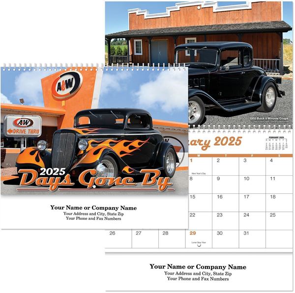 Days Gone By Wall Calendar || Custom Calendars and Planners || Spiral, Screen Printed